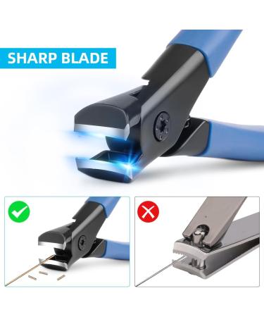 Lophe Premium Large Nail Clipper - Sharp Steel Nail Scissors with Collection Container for Thick Toenails & Fingernails - Ideal for Women Men & Seniors - Rubber Blue - Buy Online on GoSupps.com