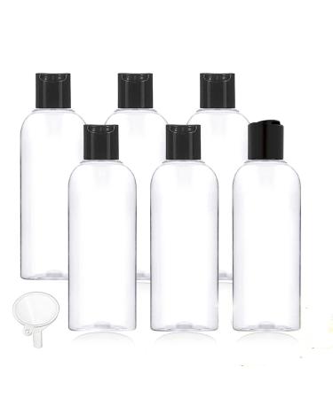 3.4 Oz Clear Empty Travel Bottles, 100ml TSA Plastic Travel Size Bottles with Disc Cap, Refillable Containers for Shampoo and Lotion, Set of 6