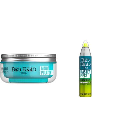 TIGI Bed Head Manipulator texturizing Putty with Firm Hold 2.01 oz & Bed Head Master Piece Hairspray with Extra Strong Hold Unisex Hair Spray 10.3 oz