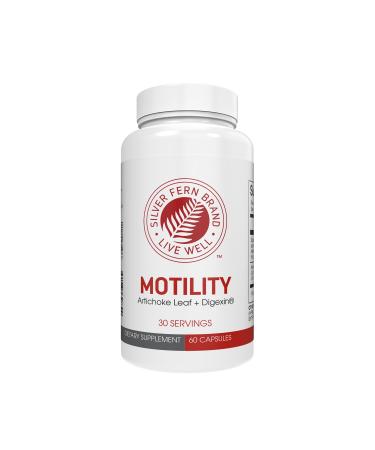 Silver Fern Brand Motility- Non-Laxative Constipation and Slow Motility Boost - 60 Capsules 30 Day Supply - Contains Artichoke Leaf Tender Okra Pods & Winter Cherry 1 Count (Pack of 1)