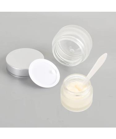Zeoabsy 12 Pack 10ml Empty Matte Transparent Glass Cream Cans with Silver Lids - Ideal for Gels Creams & Ointments + 12 Spatulas | International Shipping Available - Buy Online on GoSupps.com