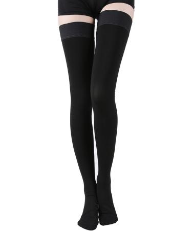 TOFLY Medical Thigh High Compression Stockings - Firm 20-30mmHg Graduated Compression Socks for Varicose Veins Edema - Closed Toe Opaque with Silicone Band Support - Black - Size L - Buy Online on GoSupps.com