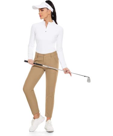 MOTEEPI Women's Lightweight Stretch Golf Pants with Pockets - Khaki Large | Slim Fit Golf Apparel for Work and Hiking - Buy Online on GoSupps.com