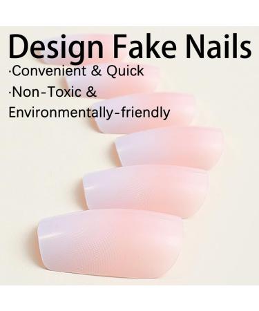 ZSPERKLA Press on Nails Fake Nails Tips Full Cover Medium False Nails Pink Nails Glossy Nails for Women and Girls 24 PCS - Buy Online on GoSupps.com