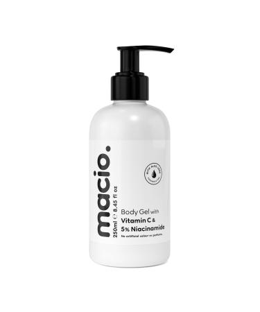 Macio Body Gel with Vitamin C & 5% Niacinamide | For Dark Spots Age Spots & Uneven Skin Tone | Anti-Pigmentation & Skin Brightening Ingredients | Non-Greasy & Fast Absorbing | Face & Body 250ml