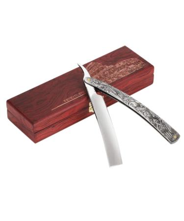Razor Set Witasm Razor Retro Manual razor with non -slip silver aluminum handle - including wooden box for gift