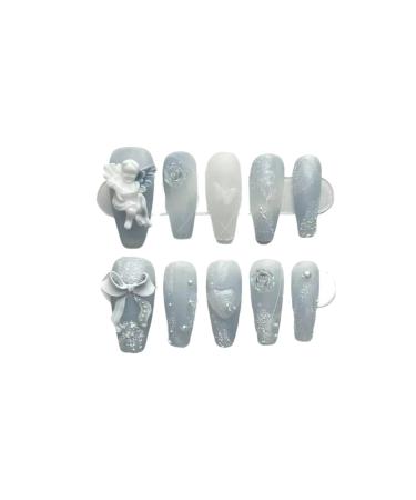 Handmade Wearing Nail Long Heavy Industry Nail Patch Detachable False Nails 10pcs(1 Xs)