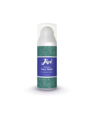 Jivi Exfoliating Face Wash (Eucalyptus Mint) | Cream Cleanser that Removes Makeup and Tones | 100% Natural with Organic Ingredients | Made for Sensitive and Dry Skin | 1.7 fl. oz.