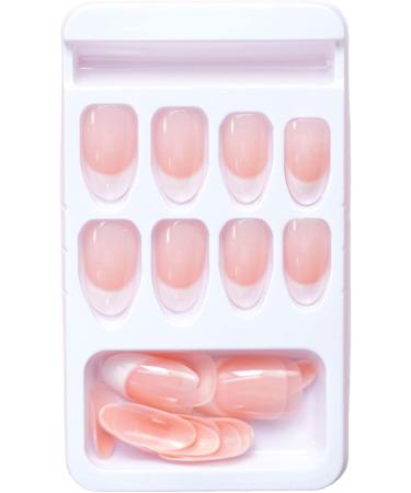 White round headed French False nails Press on Nails with Nail Tips Acrylic False Nails Cute Artificial Nails for Women and Girls - Buy Online on GoSupps.com