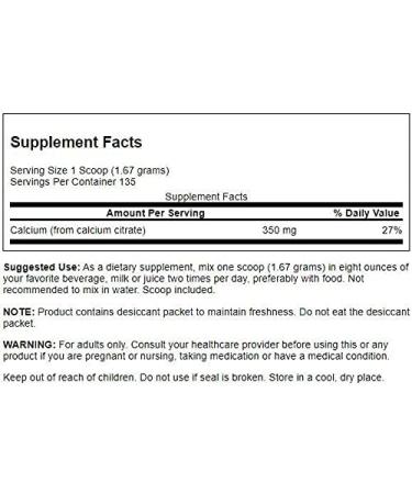 Swanson 100% Pure Dairy-Free Calcium Citrate Powder 8 oz (227g) - Natural Source of Calcium - Buy Online on GoSupps.com