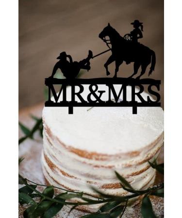 Funny Cowboy Wedding Cake Topper Cowboy Bride Traps Groom to Get Married Farmer Couple Cake Topper Rustic Horse Wedding Cake Topper Mr & Mrs Wedding Cake Topper - Buy Online on GoSupps.com