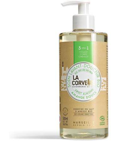 The Corvette La Corvette Liquid soap 3in1 sweet almond face body hair with donkey milk certified organic 500 ml - Buy Online on GoSupps.com