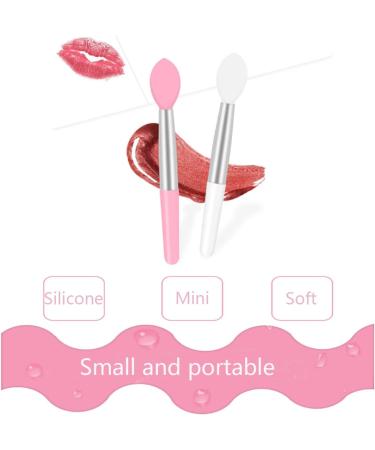 Yueser 20pc Mini Silicone Lip Brush Set | Reusable Soft Lip Applicator Brushes for Beauty Makeup | 5cm Pink White Handle - Buy Online on GoSupps.com