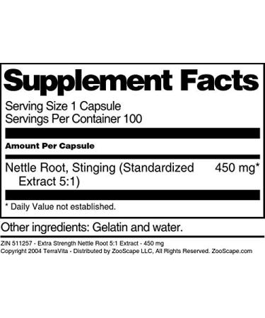 Extra Strength Nettle Root 5:1 Extract - 450 mg (100 capsules ZIN: 511257) - Buy Online on GoSupps.com