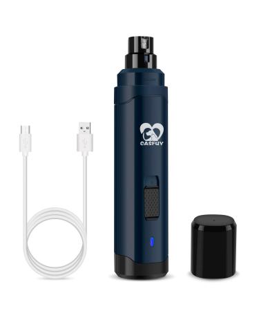Casfuy Dog Nail Grinder Upgraded - Professional 2-Speed Electric Rechargeable Pet Nail Trimmer Painless Paws Grooming & Smoothing for Small Medium Large Dogs & Cats (Navy Blue)