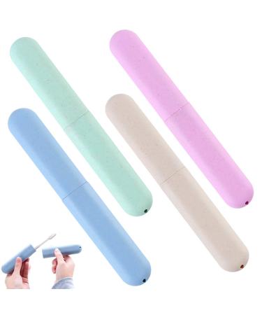 Huyiwei 4 pieces toothbrushes wheat -colored frosted toothbrush cover toothbrush travel storage suitable for daily life and long -distance trips to maintain the tooth whitening