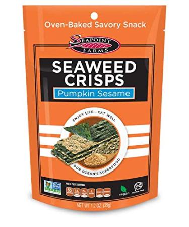 SEAPOINT FARMS Seapoint Farms Seaweed Crisps Seaweed Sheets Baked Salty Snack Non-GMO Pumpkin Sesame Flavor Crispy Seaweed Snack 35g Pack of 4
