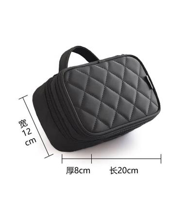 MLMSY Professional Black Make-Up Bag & Brush Organizer | Portable Double Layer Travel Cosmetic Handbag - Buy Online on GoSupps.com