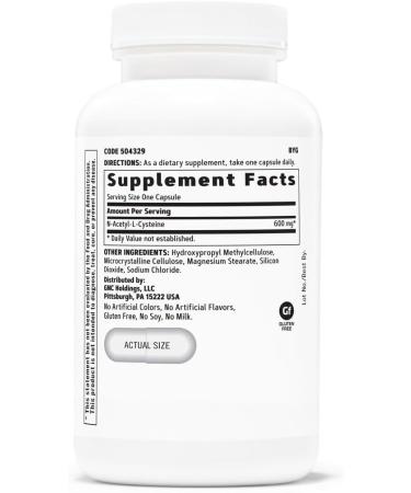 Buy GNC N-Acetyl-L-Cysteine NAC 600mg - 120 Veg Capsules | International Shipping Available - Buy Online on GoSupps.com