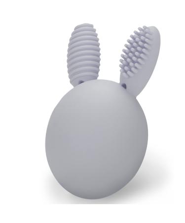 Bunny Eggy Teether Baby Teething Toy Rabbit Egg Rattle Toy Teething Pain Relief for Babies Boys Girls - Gray