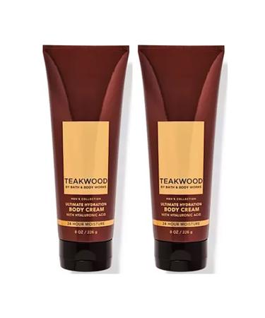 Bath and Body Works Teakwood Men's Collection Ultimate Hydration Ultra Shea Body Cream 8 Oz 2 Pack (Teakwood)