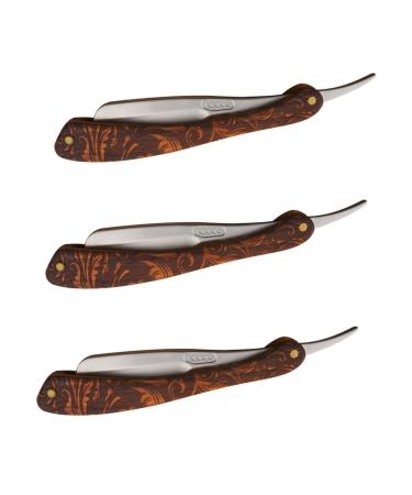 Minkissy 3st rapid folding knife blade holder made of stainless steel hairdresser made of stainless steel bare trasier blades foldable blades hairdressing blade razor with straight rasm wood fold