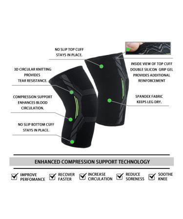 Shamim Knee Compression Sleeve - Pain Relief Knee Brace for Arthritis & Meniscus Tear | Comfortable Black/Green (L - Buy Online on GoSupps.com