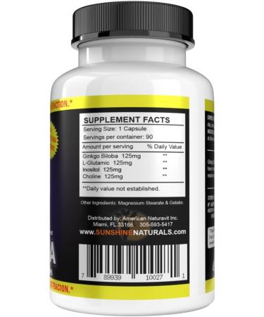 Sunshine Naturals Cerebrina with Ginkgo Biloba & L-Glutamic 90 Capsules Pack 5 - Buy Online on GoSupps.com