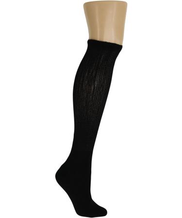American Made Black Diabetic Knee High Socks 3 Pack - Full Cushioned Sole - Men/Women 13-15 - Buy Online on GoSupps.com