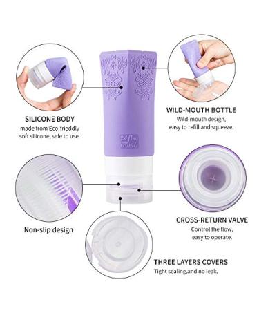 Leakproof Silicone Travel Bottles Set | TSA Approved Cosmetic Toiletries Containers | Perfect for Shampoo, Conditioner, Facial Cleanser & Cream | Travel Accessories - Buy Online on GoSupps.com