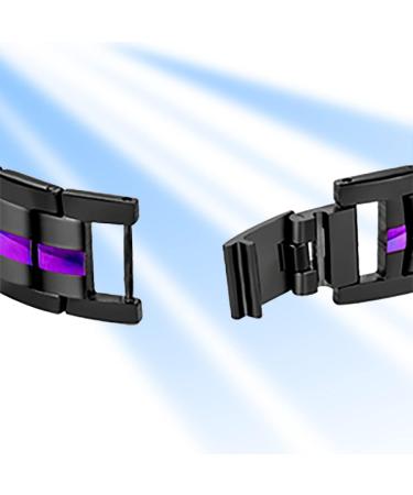 Vicmag Men Magnetic Bracelet Double Row 3500 Gauss Titanium Steel Wristband Adjustable Bracelet with Tool & Gift Box - Purple Line - Buy Online on GoSupps.com