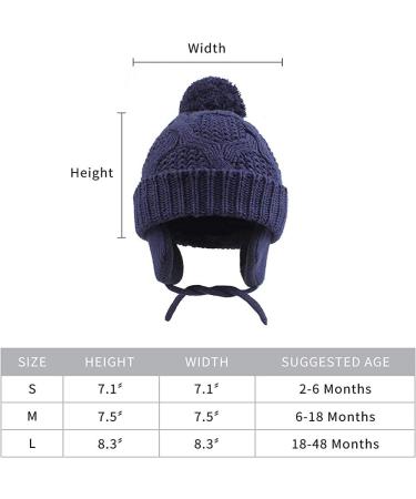 Pesaat Knitted Baby Winter Beanie with Earflaps and Pompom | Fleece Lined for Infant Toddler Boys Girls | 6-12 Months Navy - Buy Online on GoSupps.com