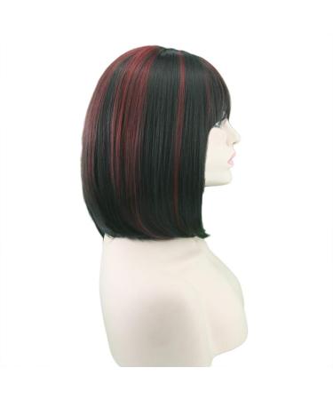 Short High Temperature Fiber Hair Wig | Heat Resistant Synthetic Wig - Black & Red Straight Hair - Buy Online on GoSupps.com