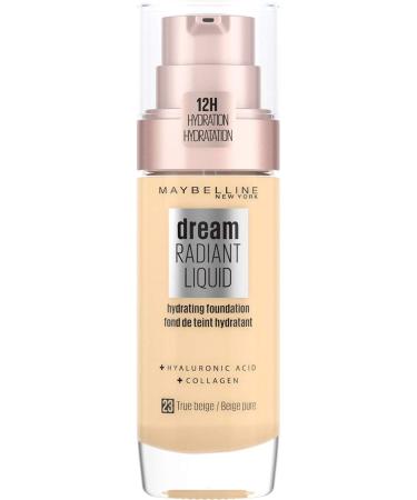 Maybelline Foundation Dream Radiant Liquid Hydrating Foundation with Hyaluronic Acid and Collagen - Lightweight Medium Coverage Up to 12 Hour Hydration - 23 True Beige - Buy Online on GoSupps.com