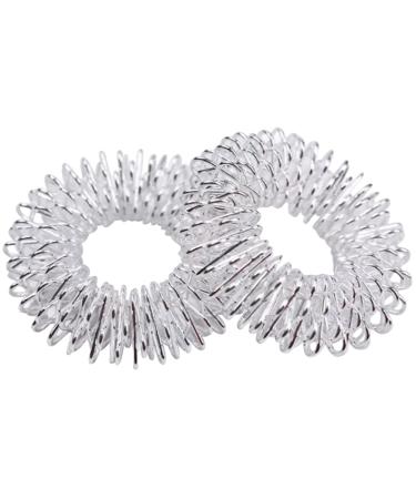 2 pieces massage ring for fingers made of stainless steel - acupressure ring promotes blood circulation silver