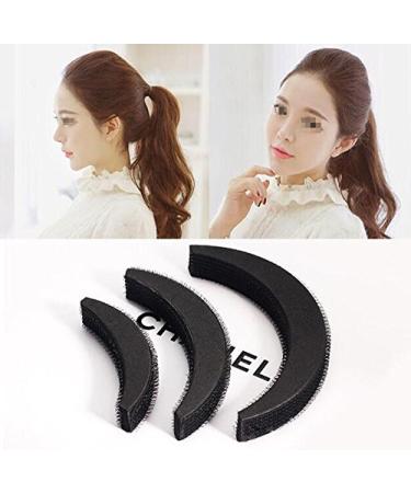 3 Moon-Shaped Foam Hair Cushions - Volume Boosting Hair Accessories for Women & Girls | Black - Buy Online on GoSupps.com