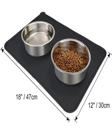 Joytale Slipproof Silicone Dog & Cat Bowl Pad - Waterproof Matte Black 47x30cm - Durable Pet Mat for Cats & Dogs - Buy Online on GoSupps.com