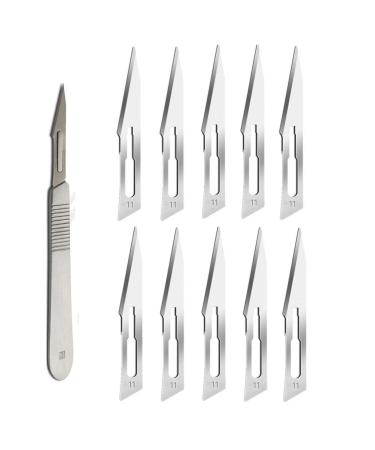 ABMRO Scalpel Blades #11 with #3 Handle – Sterile Single Blade Razor for Dermaplaning, Dissection, Podiatry and Grooming