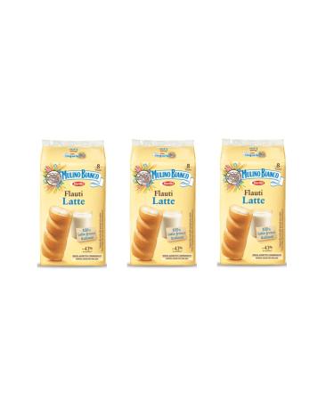 Mulino Bianco Set of 3 Mulino Bianco Cookie Cases with Latte Flauti Milk 8 x 35 g