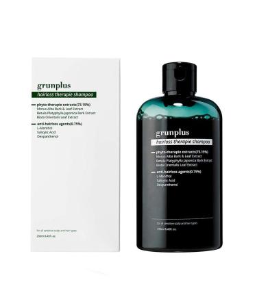 Grunplus Hair Loss Organic Shampoo | 8.45 fl oz Hair Growth Shampoo for thinning hair and hair loss | Hair Regrowth with Herbal Essences | Scalp Hair Nutrition | Removes Sebum | Relieves Itching