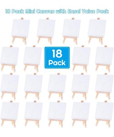 Mini Canvases 18 Pack with Mini Easel - 4x4 Inches Painting Kit for Kids & Teens - Acrylic, Oil, Watercolor - Art Canvases Set - Buy Online on GoSupps.com