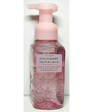 Bath and Body Works Strawberry Snowflakes Gentle Foaming Hand Soap 8.75 Ounce Decorative Faceted Diamond Plate Pink Bottle