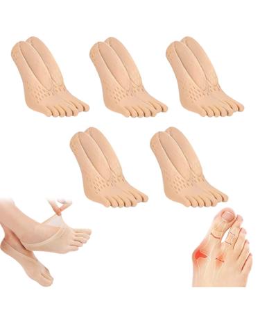 Projoint Antibunions Health Sock Orthoes Bunion Relief Socks Sock Align Toe Socks for Bunion Anti Bunion Socks Orthotoe Compression Socks for Swelling Relief Split Toe (5Pairs-Skin) 5Pcs-Skin