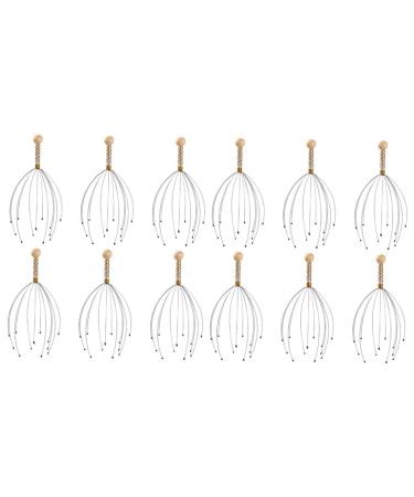 Minkissy 12 pieces massage device shampoo scrubber scalp massage tool hand scrubber manual massage tools haircrubber scalp scrubber scalp massage tool steel and wood