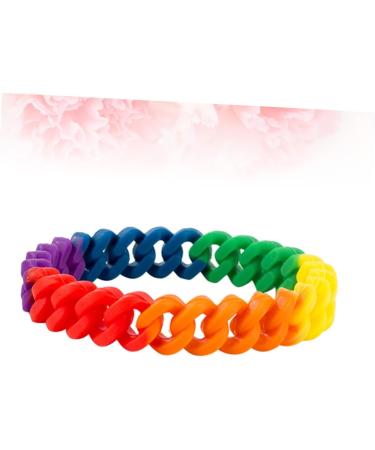 VALICLUD 3 Pcs Mens Gift Lesbian Rainbow Wristbands Cuff Bracelet Braided Rainbow Chain Braclets for Men Rainbow Chain Bracelet Biker Ring Men Gift Mens Bracelets United States Simple Medium Colorful - Buy Online on GoSupps.com