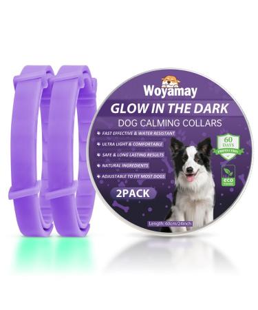 Woyamay calm collar for dogs |Adjustable sedative collar dog with fear stress |Natural dog collar with pheromones for dogs of all sizes60 days of action time |2 pieces (violet) purple-2 pieces