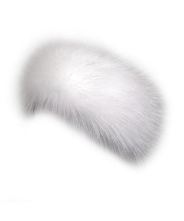 Dikoaina Womens Faux Fur Headband Winter Earwarmer Earmuff Hat Ski White