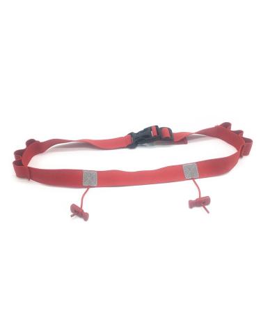 Xinyin running number belts with an elastic gel loop and reflective strip for runners Cyclists Triathletes Start number belt Start number belts with bag start number belt nutritional belt red