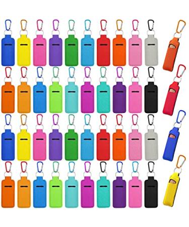 Tudomro 40 Pack Lipstick Keychain Holder with Clip Portable Lipstick Holder Keychain Colorful Lip Holder for Women Multicolor Clips
