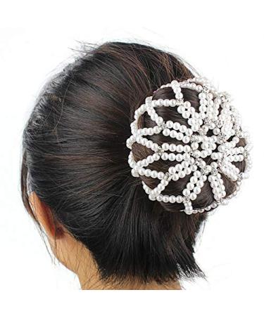 Handmade Elastic Crochet Mesh Bun Cover with Rhinestone Holder - Set of 4 | Perfect for Ballet, Dance, Sports, and Daily Wear - Buy Online on GoSupps.com